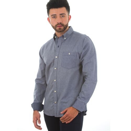 Long Sleeve Denim Dress Shirt / Sleek Blue Oxford Shirt / Blue Oxford Long Sleeve Casual Shirt